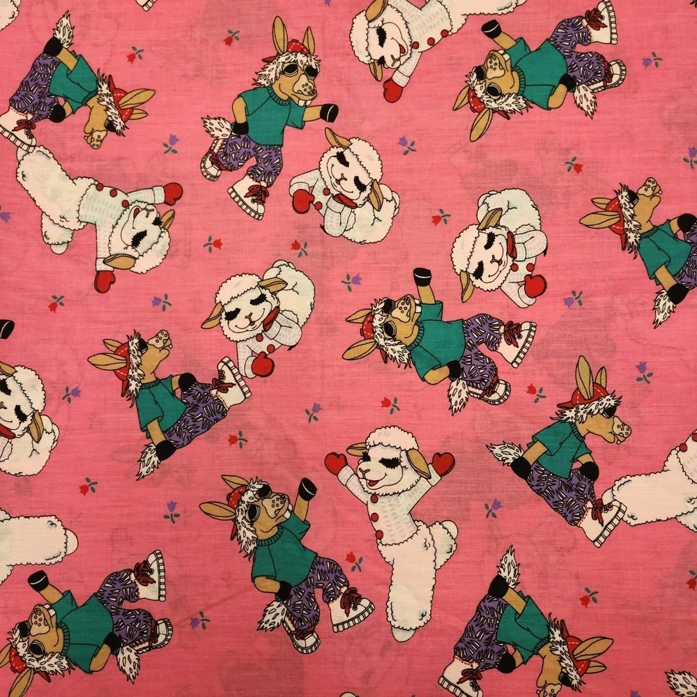 Vtg 1994 Lamb Chop Fabric Shari Lewis Pink Cotton 44x46 A.E. Nathan Co Rare Yard